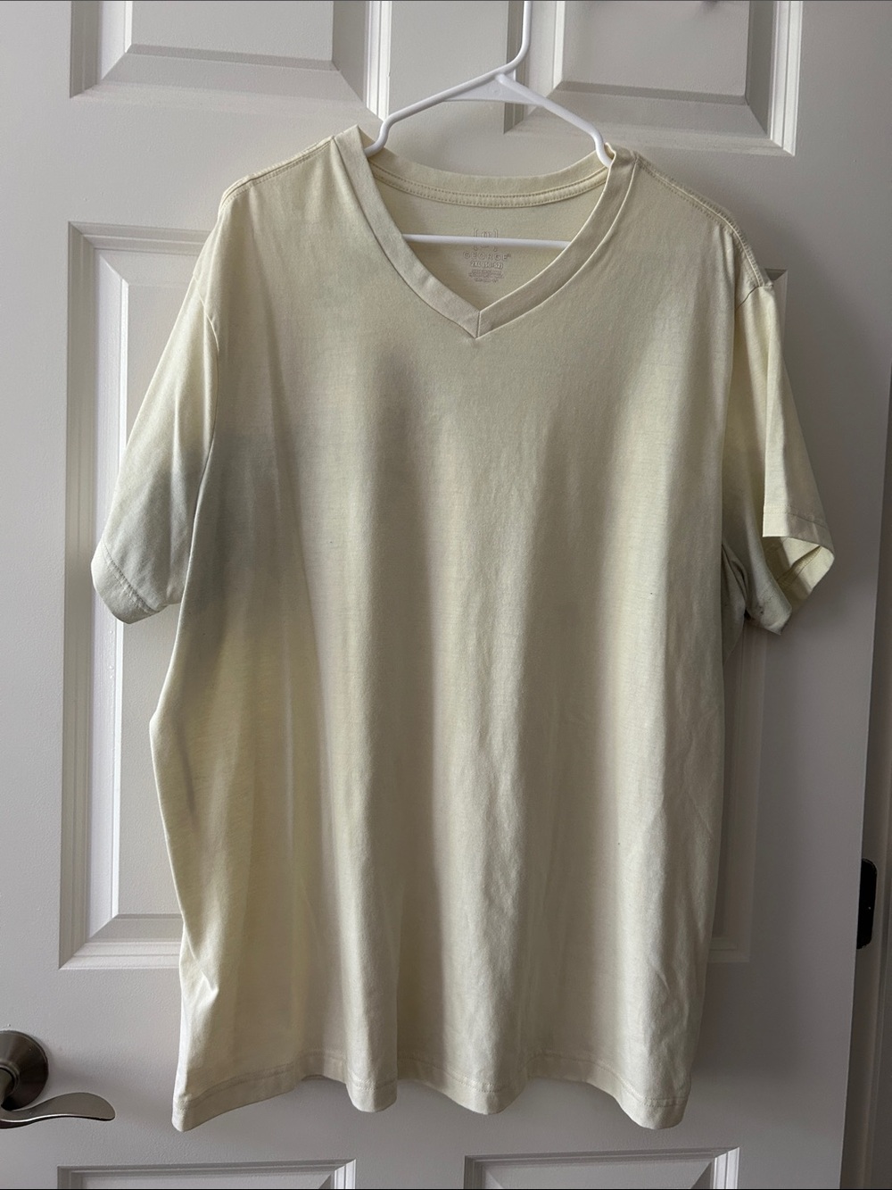 George Men's V-Neck Tee in Light Cream Yellow XXL